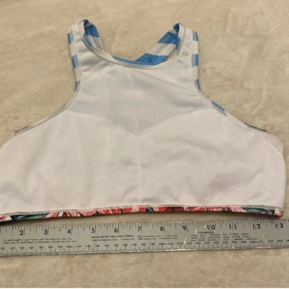 SHEIN Tropical Blue and Pink Bikini Top